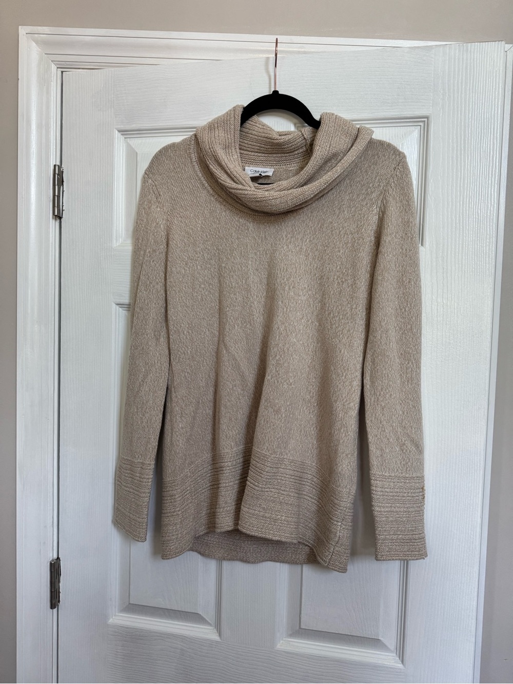 Calvin Klein Neutral Beige Cowl Neck Sweater